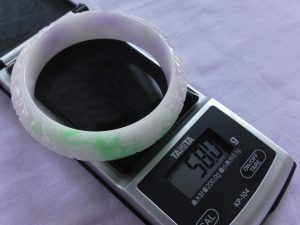 三彩翡翠彫刻バングル