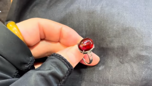 ミャンマー産琥珀ファッションリング