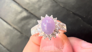 格安ラベンダー翡翠ファッションリング　紫陽花