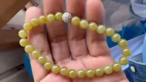 黄翡翠ビーズブレスレット　ハニーイエロー