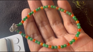 ろうかん＆橙翡翠ビーズブレスレット　異国の風
